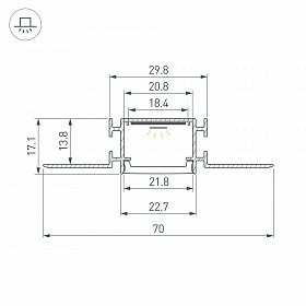 Профиль FANTOM-BENT-W23-TOP-2000 ANOD (Arlight, Алюминий)