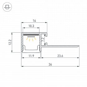 Профиль FANTOM-W12-EDGE-2000 ANOD (Arlight, Алюминий)