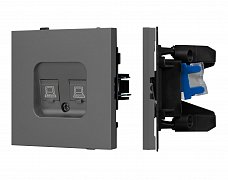 Механизм компьютерной розетки двойной SCT-TENDO-MPC2-SFPL-GR (RJ-45, CAT6) (Arlight, Матовый графитовый)
