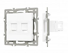Механизм компьютерной розетки двойной SCT-MPC2-PL-WH (RJ-45, CAT6) (Arlight, -)