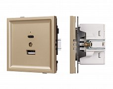 Механизм USB розетки SCT-TENDO-MUAC-SFPL-GD (5V, 3A, QC3) (Arlight, Матовый песочный)