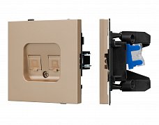 Механизм компьютерной розетки двойной SCT-TENDO-MPC2-PL-GD (RJ-45, CAT6) (Arlight, Песочный)