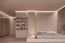 Лаконичный интерьер с парящим потолком
