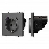 ARL NOBE Розетка зк со шторками с USB тип А+С софт-тач серый базальт SCT-MUAC-SFPL-GR (250V, 16A) (Arlight, -)
