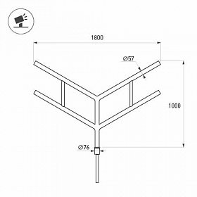 Кронштейн OXOR-SY4-1800x76-L1000 BLACK (Arlight, Сталь)