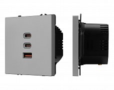ARL NOBE USB Розетка тип А+С+С софт-тач никель SCT-MUACC-SFPL-FC-IS (65W, QC3) (Arlight, -)
