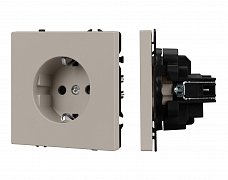 ARL NOBE Розетка зк со шторками софт-тач кашемир SCT-MEU-SFPL-CA (250V, 16A) (Arlight, -)