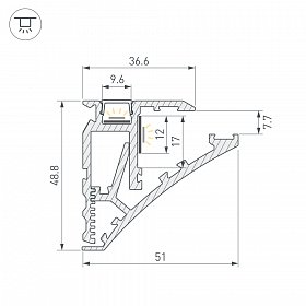 Профиль SHELF-600-2000 ANOD (Arlight, Алюминий)