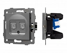 Механизм компьютерной розетки двойной SCT-MPC2-PL-GR-V (RJ-45, CAT6) (Arlight, -)