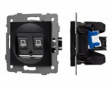 Механизм компьютерной розетки двойной SCT-MPC2-PL-BK-V (RJ-45, CAT6) (Arlight, -)