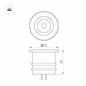 Светильник ART-PICCOLO-BUILT-R13-1W Warm3000 (BRS, 30 deg, 3V) (Arlight, IP40 Металл, 3 года)