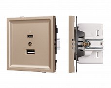 Механизм USB розетки SCT-TENDO-MUAC-PL-GD (5V, 3A, QC3) (Arlight, Песочный)