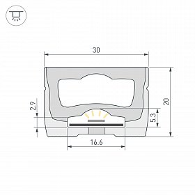 Силиконовый профиль WPH-FLEX-3020-TOP-S16-10m WHITE (Arlight, Силикон)