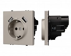 ARL NOBE Розетка зк со шторками с USB тип А+А софт-тач кашемир SCT-MUAA-SFPL-CA (250V, 16A) (Arlight, -)