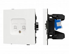 Механизм компьютерной розетки двойной SCT-TENDO-MPC2-SFPL-WH (RJ-45, CAT6) (Arlight, Матовый белый)