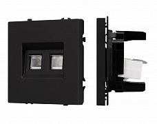 ARL NOBE Розетка телефонная двойная софт-тач черный оникс SCT-MTL2-SFPL-BK (2хRJ-11, 4C) (Arlight, -)