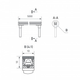 Грейзер THOR-TOP-B70-10x10mm 24V Warm1900 (15 W/m, IP67, 5m, wire x2) (Arlight, Вывод вниз, 3 года)