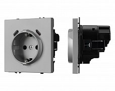 ARL NOBE Розетка зк со шторками с USB тип C+С софт-тач никель SCT-MUCC-SFPL-IS (250V, 16A) (Arlight, -)
