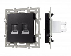 Механизм компьютерной розетки двойной SCT-MPC2-PL-BK (RJ-45, CAT6) (Arlight, -)