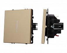 Механизм выключателя одноклавишный проходной LED SWT-NOBE-MKP1-SFPL-L-GD (230V, 10A) (Arlight, Золотой песок)