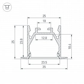 Профиль LINIA25-F-2000 ANOD  (Arlight, Алюминий)