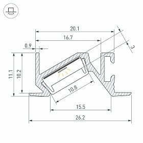 Профиль PDS-BEVEL-F-2000 ANOD (Arlight, Алюминий)