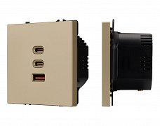 ARL NOBE USB Розетка тип А+С+С софт-тач золотой песок SCT-MUACC-SFPL-FC-GD (65W, QC3) (Arlight, -)