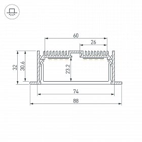 Профиль SL-LINIA88-F-2000 ANOD (Arlight, Алюминий)