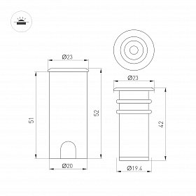 Светильник ART-PELURU-GROUND-R23-1W Warm3000 (SL, 30 deg, 24V) (Arlight, IP67 Металл, 3 года)