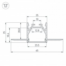 Профиль LINIA25-FANTOM-2000 ANOD (Arlight, Алюминий)