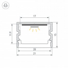 Профиль FANTOM-BENT-W21-SIDE-2000 ANOD (Arlight, Алюминий)