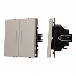 ARL NOBE Выключатель проходной 2 кл подсветка софт-тач кашемир SWT-MKP2-SFPL-L-CA (250V, 10A) (Arlight, -)