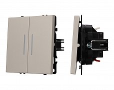 ARL NOBE Выключатель проходной 2 кл подсветка софт-тач кашемир SWT-MKP2-SFPL-L-CA (250V, 10A) (Arlight, -)