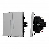 ARL NOBE Выключатель 2 кл подсветка софт-тач никель SWT-MK02-SFPL-L-IS (250V, 10A) (Arlight, -)