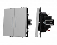 ARL NOBE Выключатель звонковый 2 кл подсветка софт-тач никель SWT-MKR2-SFPL-L-IS (250V, 10A) (Arlight, -)