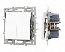 Механизм выключателя двухклавишный проходной SWT-MKP2-PL-WH (250V, 16A) (Arlight, -)