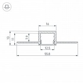 Профиль SL-LINIA16-FANTOM-2000 ANOD (Arlight, Алюминий)