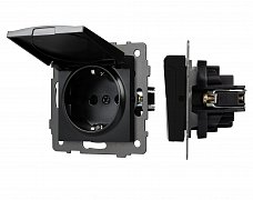 Механизм розетки влагозащищённый SCT-MCP-PL-BK-V (250V, 16A) (Arlight, -)