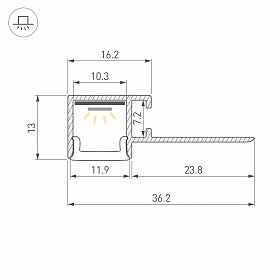 Профиль FANTOM-BENT-W12-TOP-EDGE-2000 ANOD (Arlight, Алюминий)