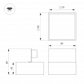 Светильник влагозащищенный DL-GRIGLIATO-S90x90-6W Day4000 (Белый, 90 deg, 230V) (Arlight, IP54 Металл, 5 лет)