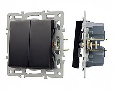 Механизм выключателя двухклавишный проходной SWT-MKP2-PL-BK (250V, 16A) (Arlight, -)