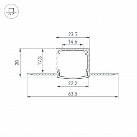 Профиль FANTOM-W20-H20-2000 ANOD (Arlight, Алюминий)