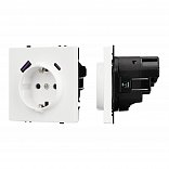 ARL NOBE Розетка зк со шторками с USB тип А+С софт-тач белый кварц SCT-MUAC-SFPL-WH (250V, 16A) (Arlight, -)