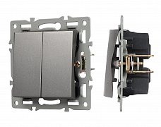 Механизм выключателя двухклавишный непроходной SWT-MK02-PL-GR (250V, 16A) (Arlight, -)