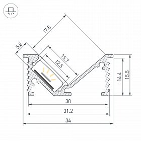 Профиль SL-BEVEL-W32-F-2000 ANOD  (Arlight, Алюминий)