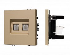 ARL NOBE Розетка телефонная двойная софт-тач золотой песок SCT-MTL2-SFPL-GD (2хRJ-11, 4C) (Arlight, -)