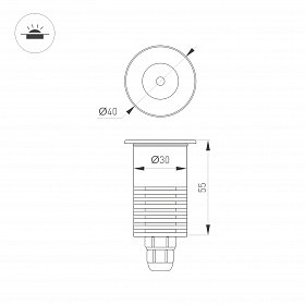 Светильник ART-GROUND-R40-3W Warm3000 (SL, 36 deg, 24V) (Arlight, IP67 Металл, 3 года)