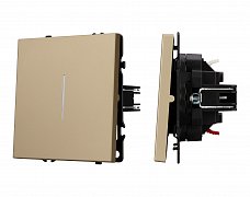 ARL NOBE Выключатель 1 кл подсветка софт-тач золотой песок SWT-MK01-SFPL-L-GD (250V, 10A) (Arlight, -)