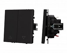 ARL NOBE Выключатель управления шторами 2 кл софт-тач черный оникс SWT-MKR2-SFPL-BK (250V, 10A) (Arlight, -)