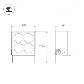 Прожектор KT-BLOCK-S130x130-15W RGBW-Day (Графит, 15 deg, 24V, DMX512) (Arlight, IP66 Металл, 3 года)